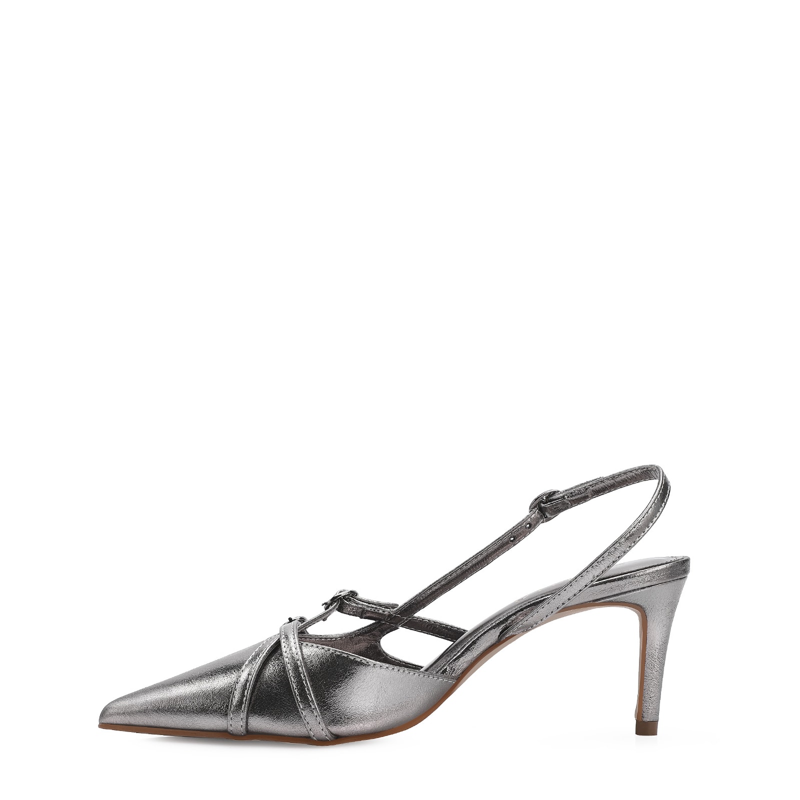 Scarpin Couro Prata
