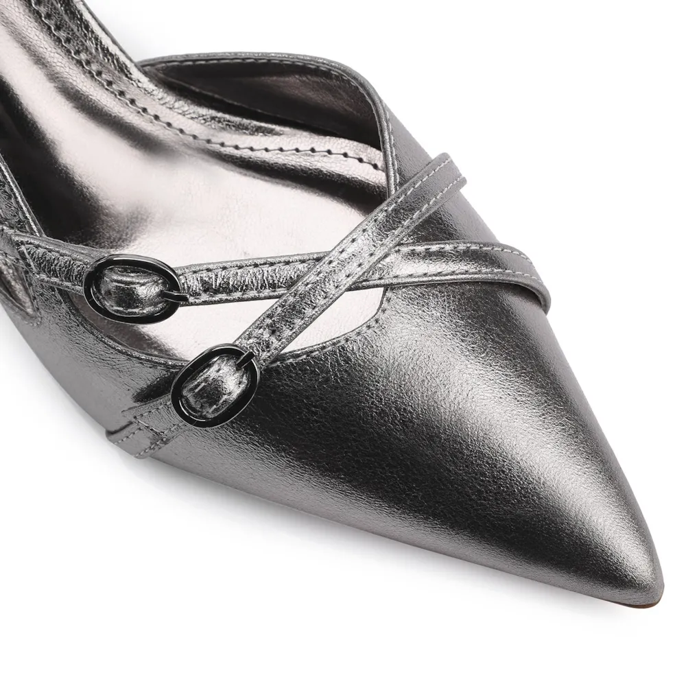 Scarpin Couro Prata - imagem 6