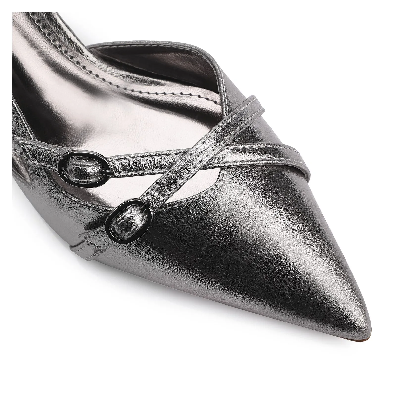 Scarpin Couro Prata