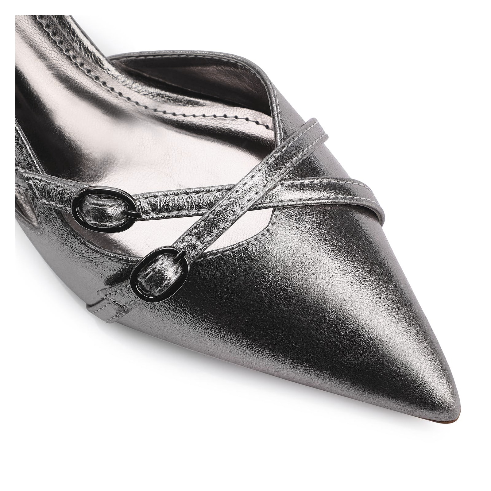 Scarpin Couro Prata