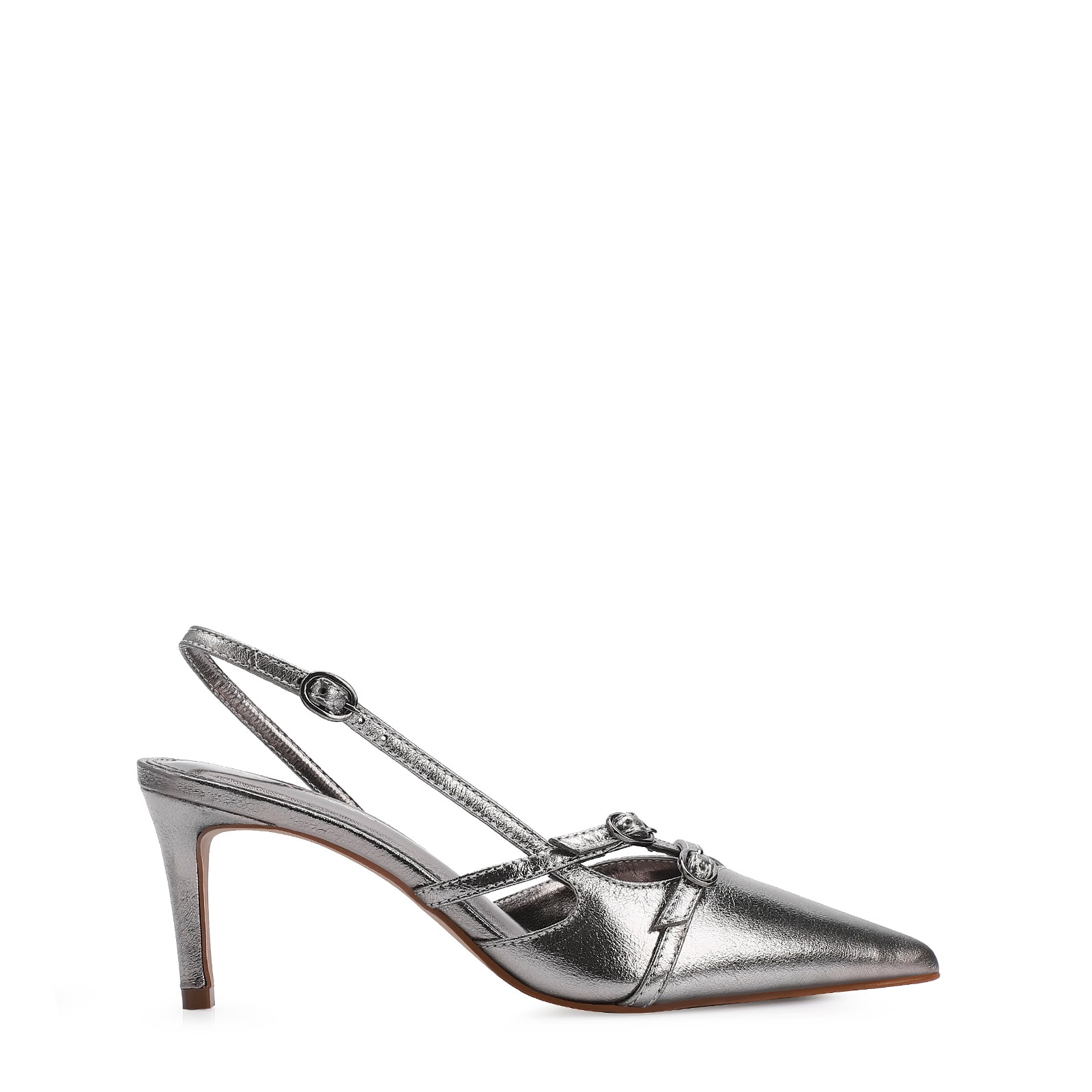 Scarpin Couro Prata