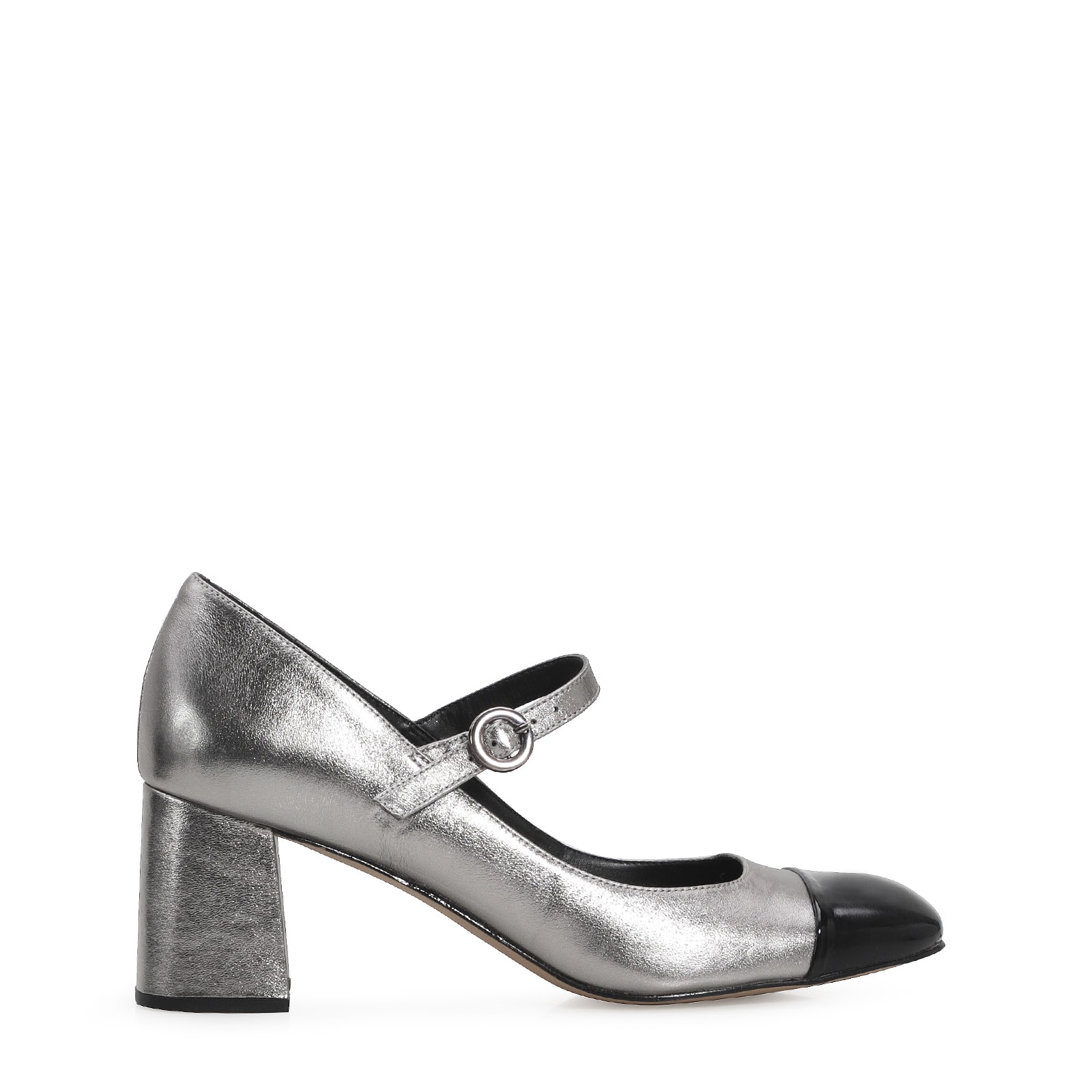 Scarpin Couro Prata