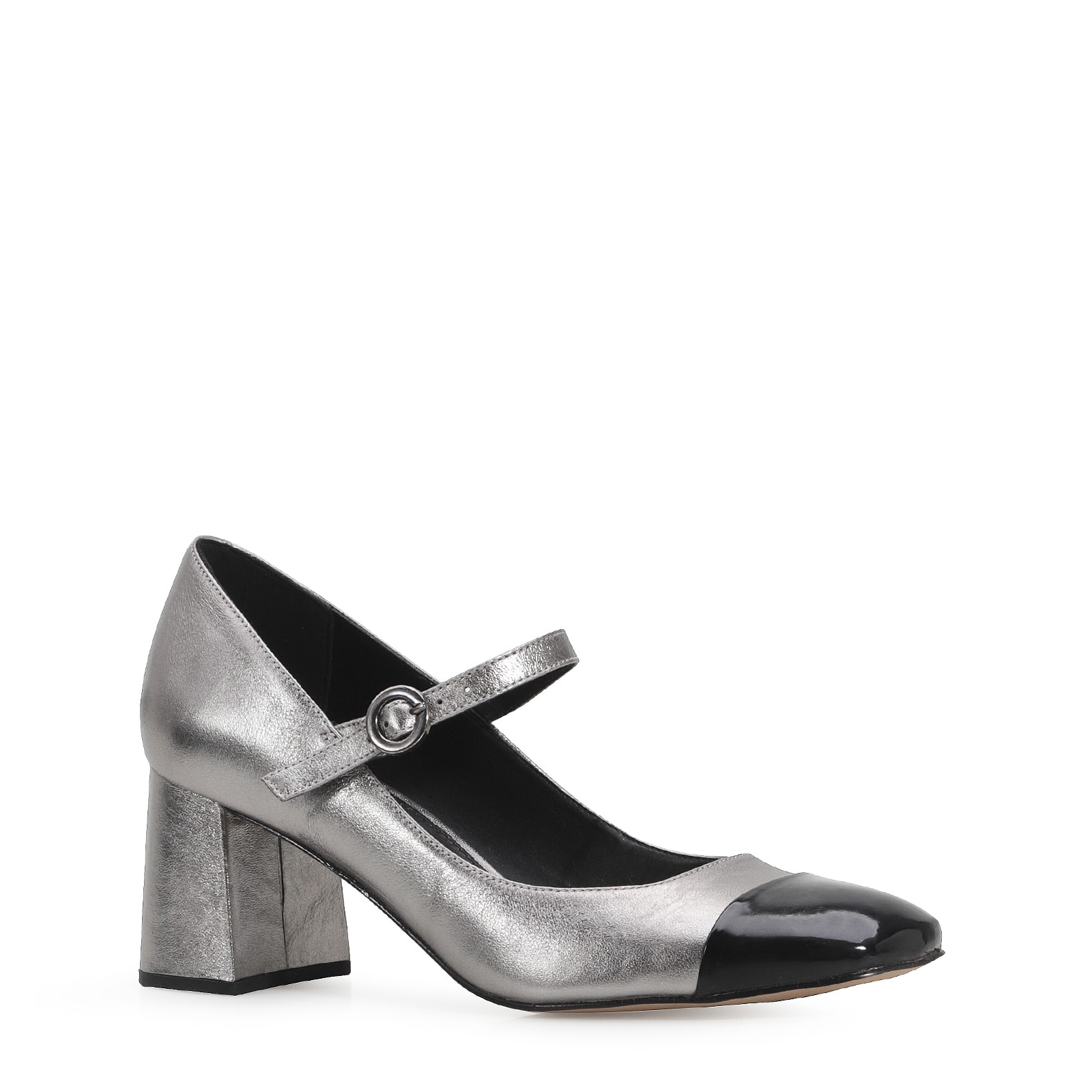 Scarpin Couro Prata