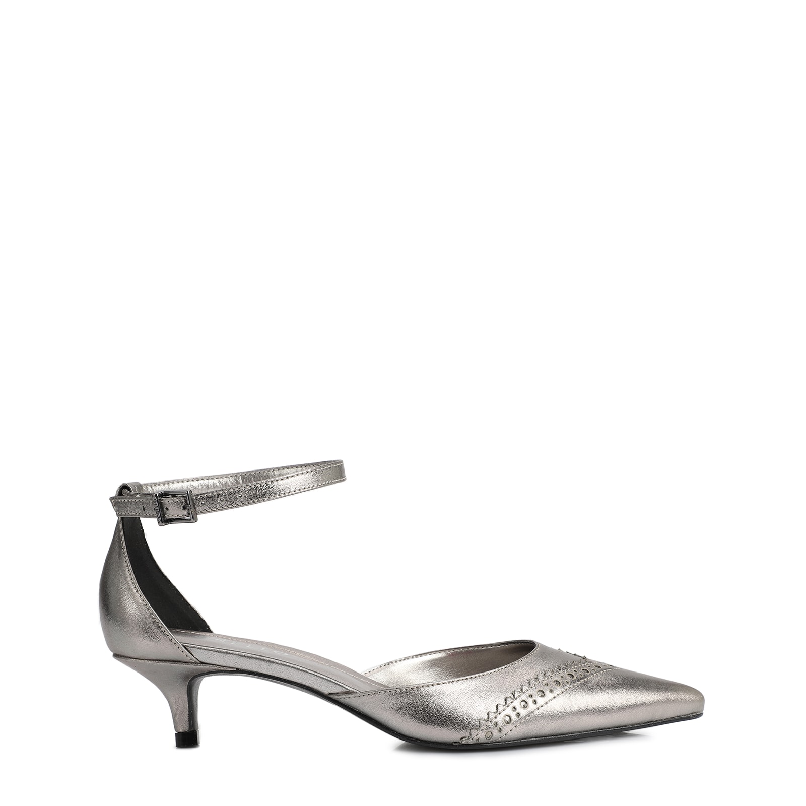Scarpin Couro Prata