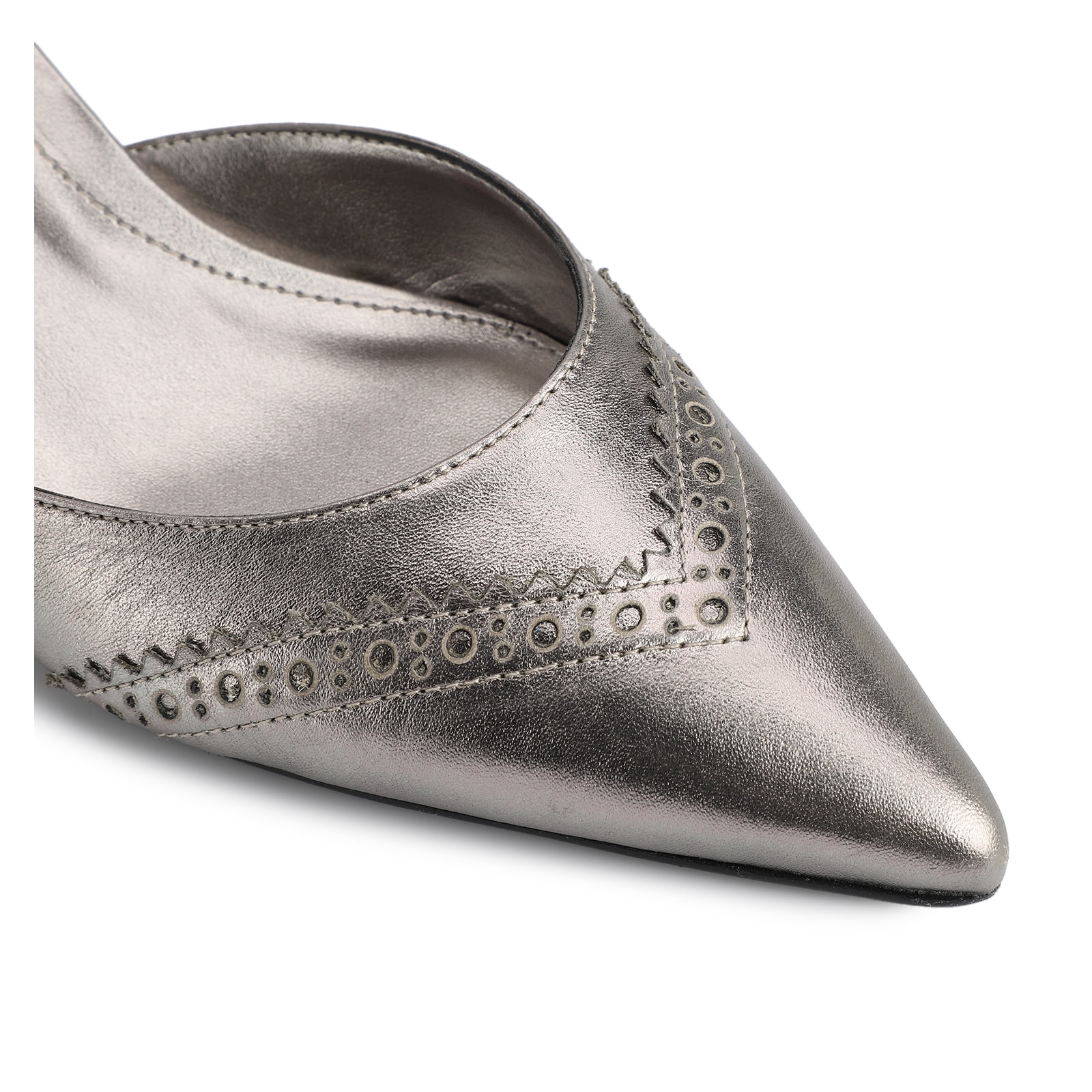 Scarpin Couro Prata