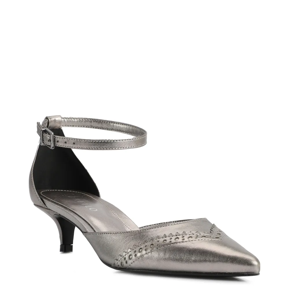 Scarpin Couro Prata