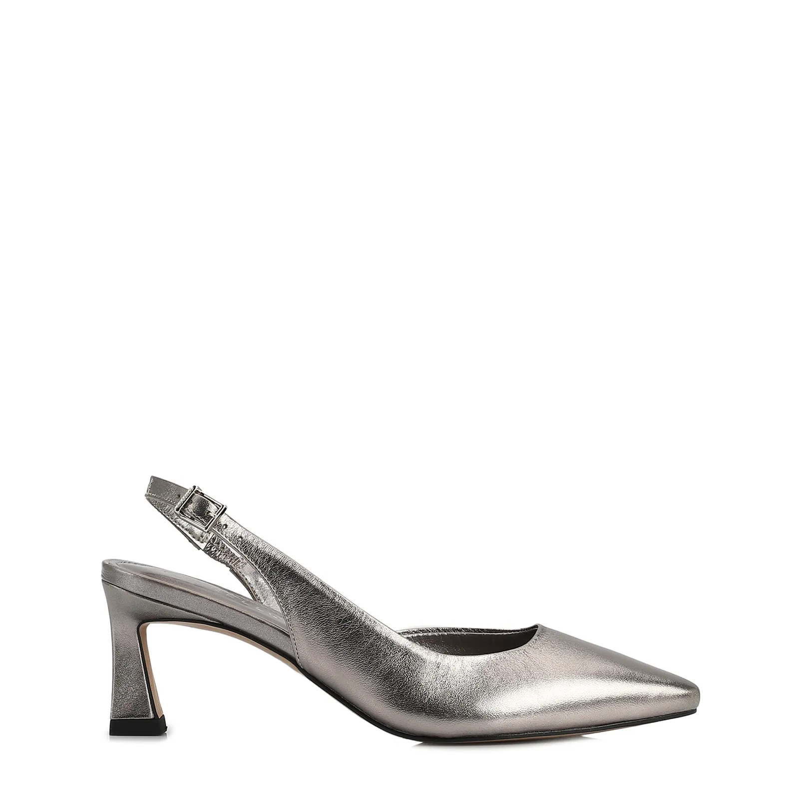 Scarpin Couro Prata