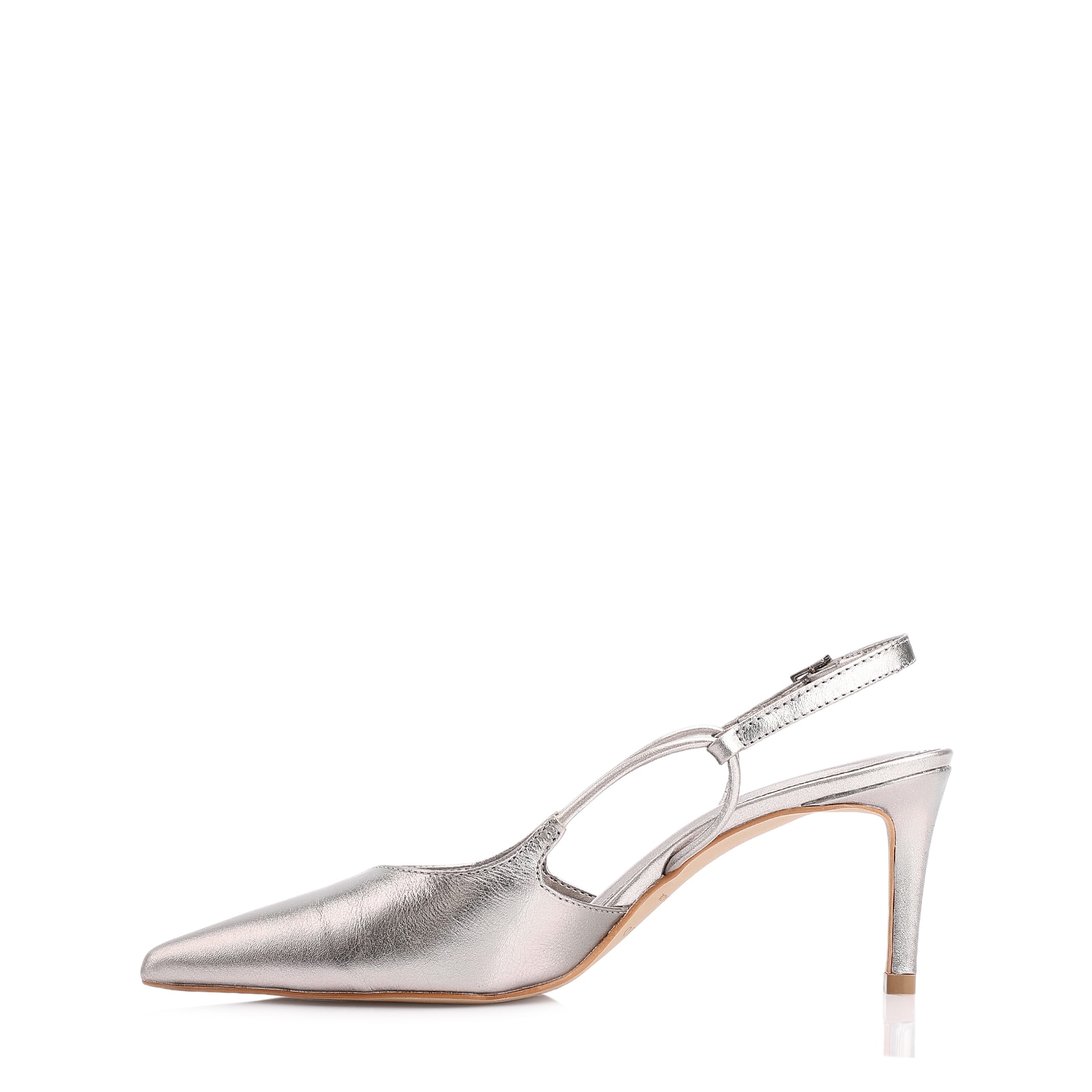 Scarpin Couro Prata