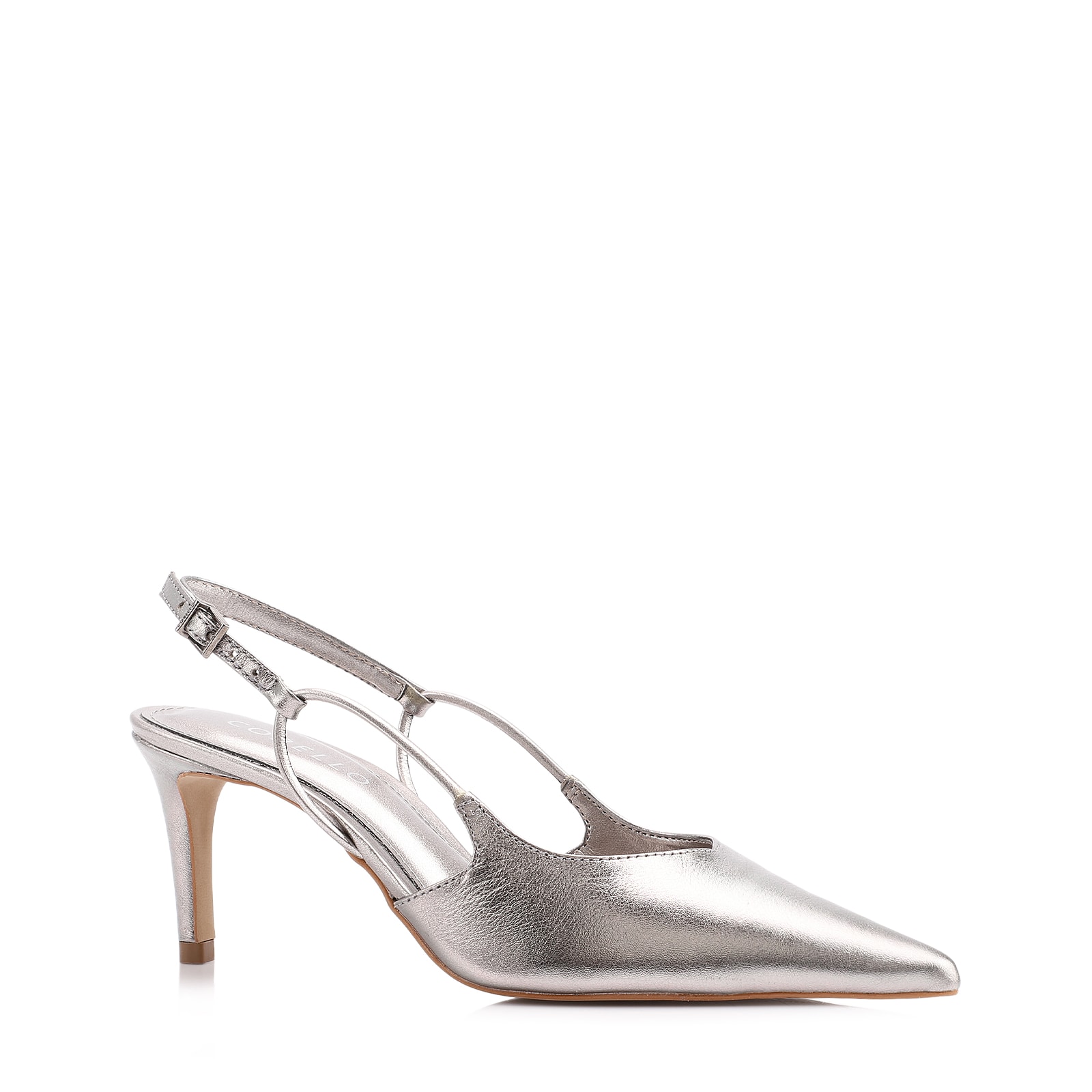 Scarpin Couro Prata