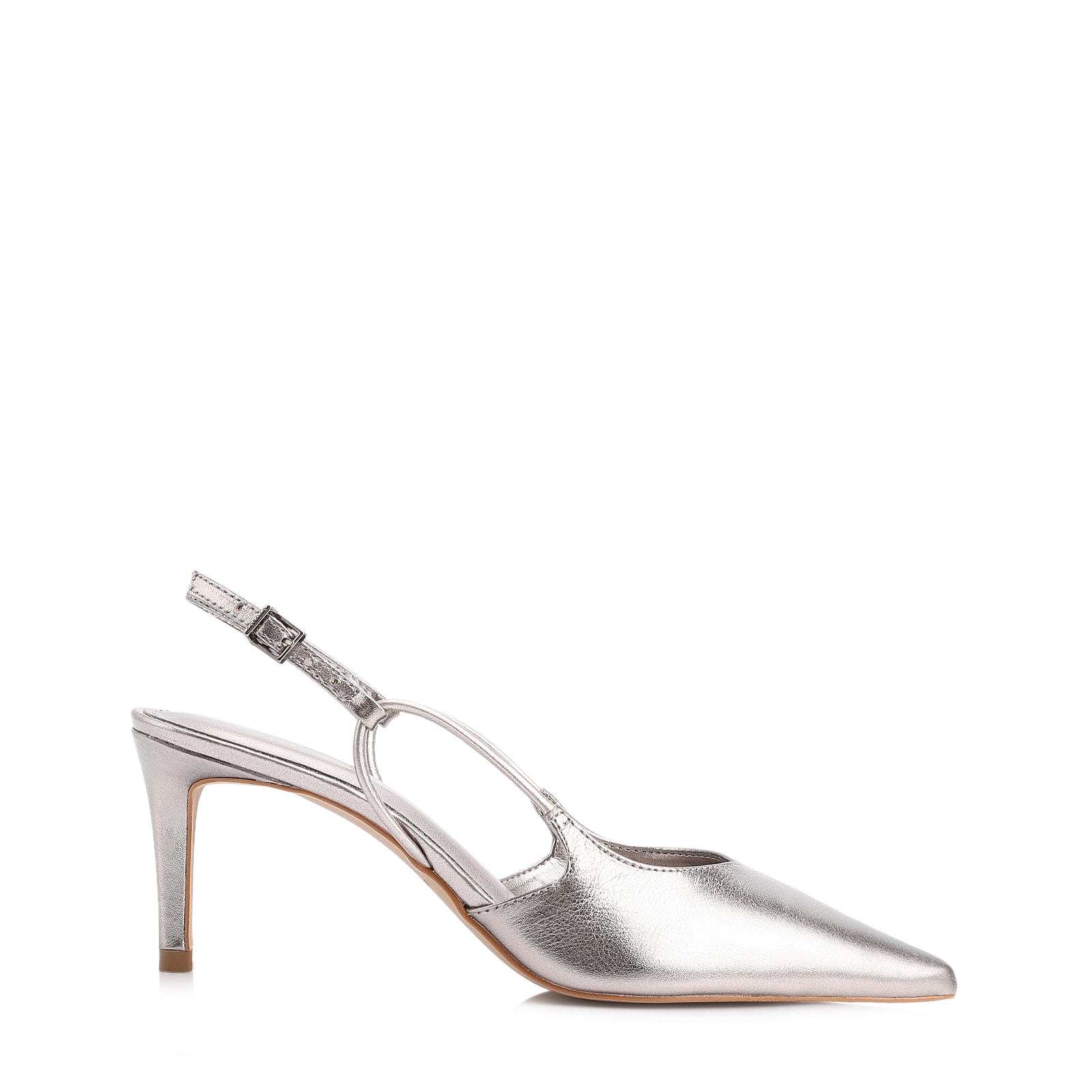 Scarpin Couro Prata