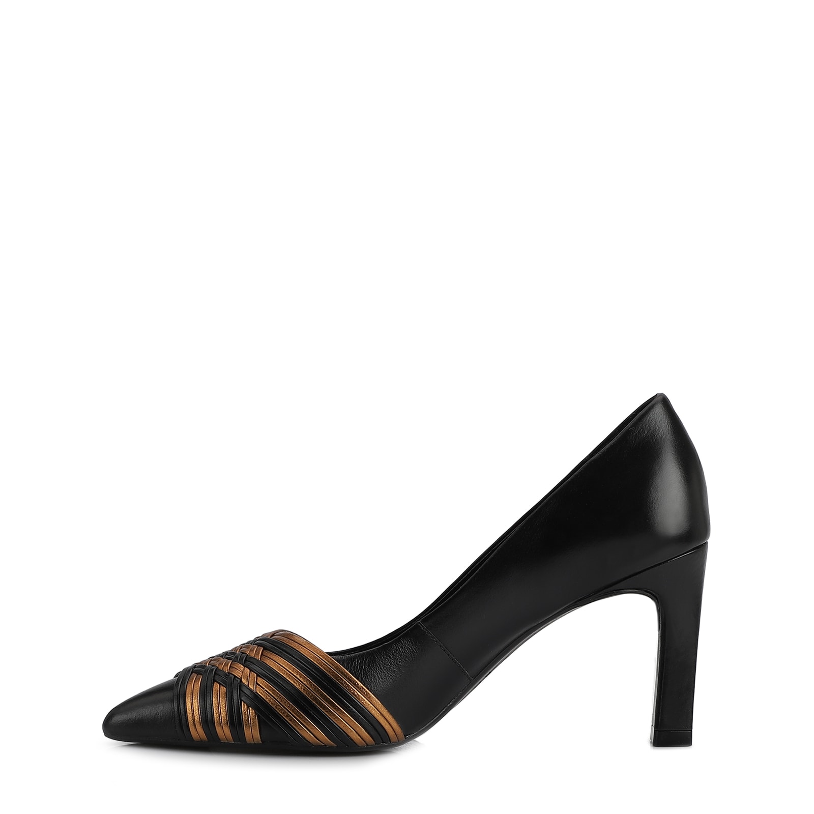 Scarpin Couro Preto/Alt Bronze