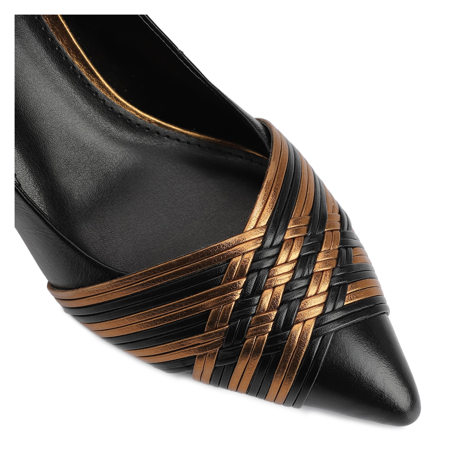 Scarpin Couro Preto/Alt Bronze
