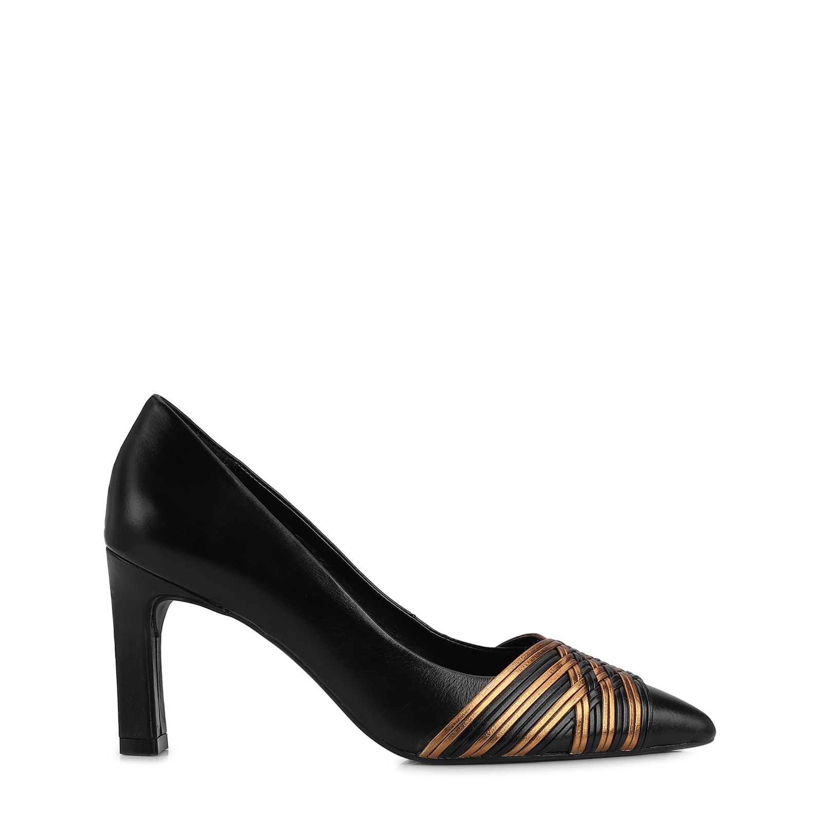 Scarpin Couro Preto/Alt Bronze