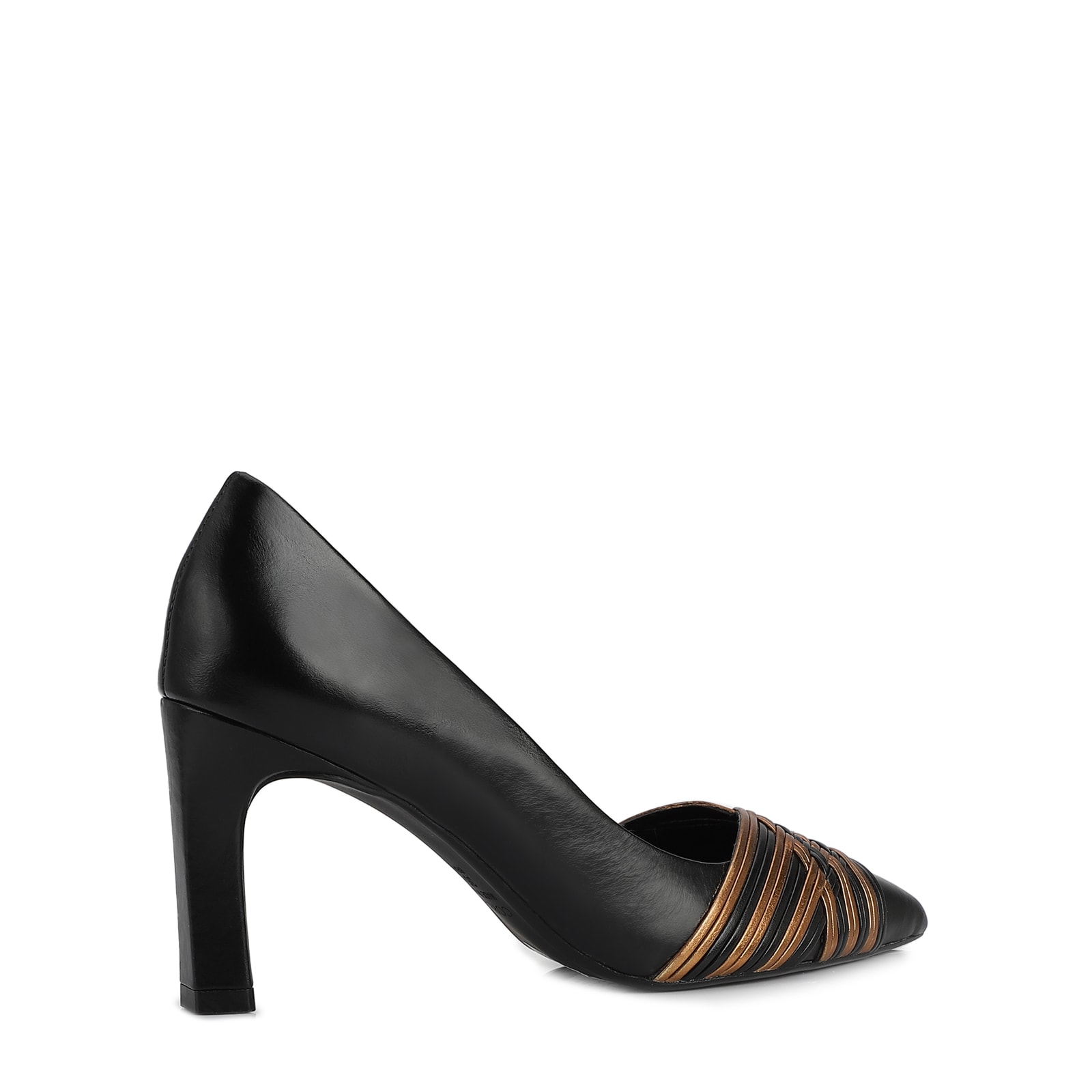Scarpin Couro Preto/Alt Bronze
