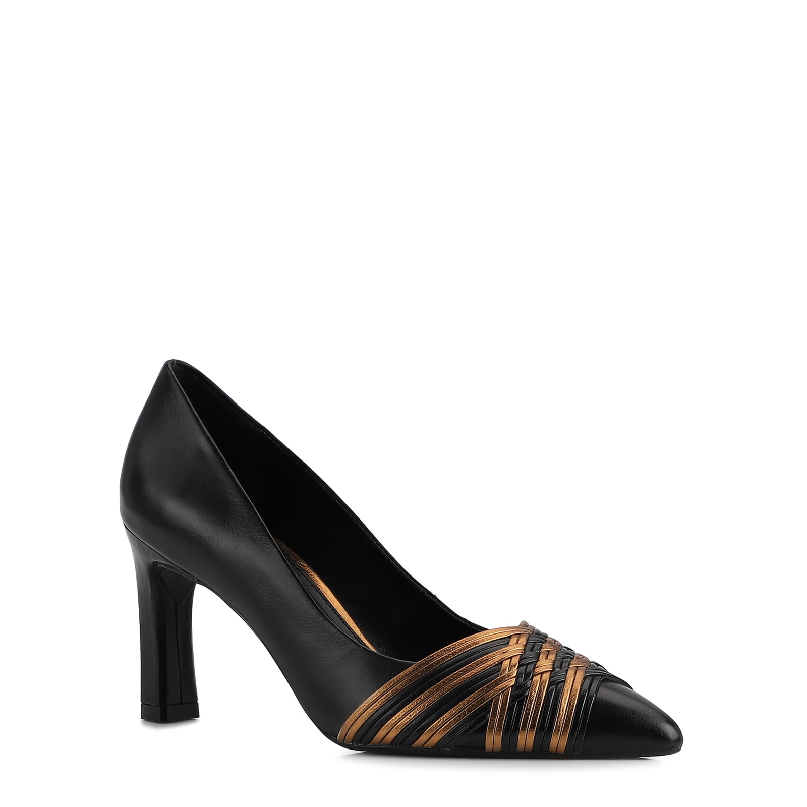Scarpin Couro Preto/Alt Bronze
