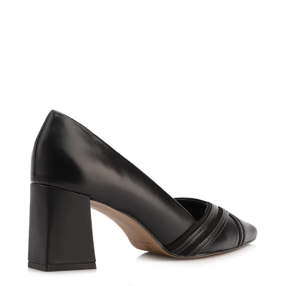 Scarpin Couro Preto/Alt Nobuck Preto/Alt Lezard Preto - imagem 3