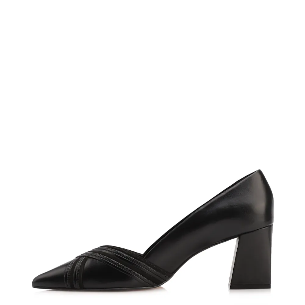 Scarpin Couro Preto/Alt Nobuck Preto/Alt Lezard Preto - imagem 4