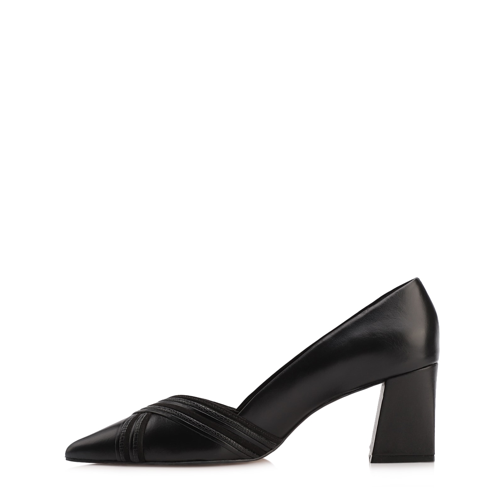 Scarpin Couro Preto/Alt Nobuck Preto/Alt Lezard Preto