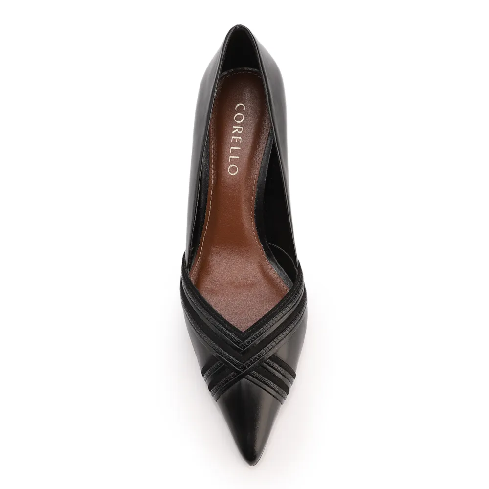 Scarpin Couro Preto/Alt Nobuck Preto/Alt Lezard Preto - imagem 5
