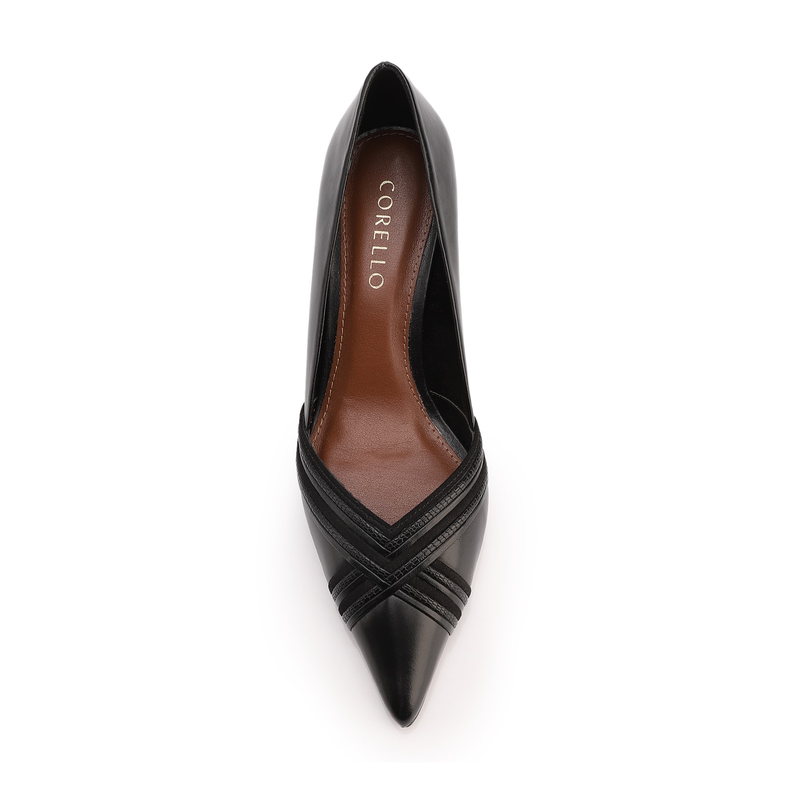 Scarpin Couro Preto/Alt Nobuck Preto/Alt Lezard Preto