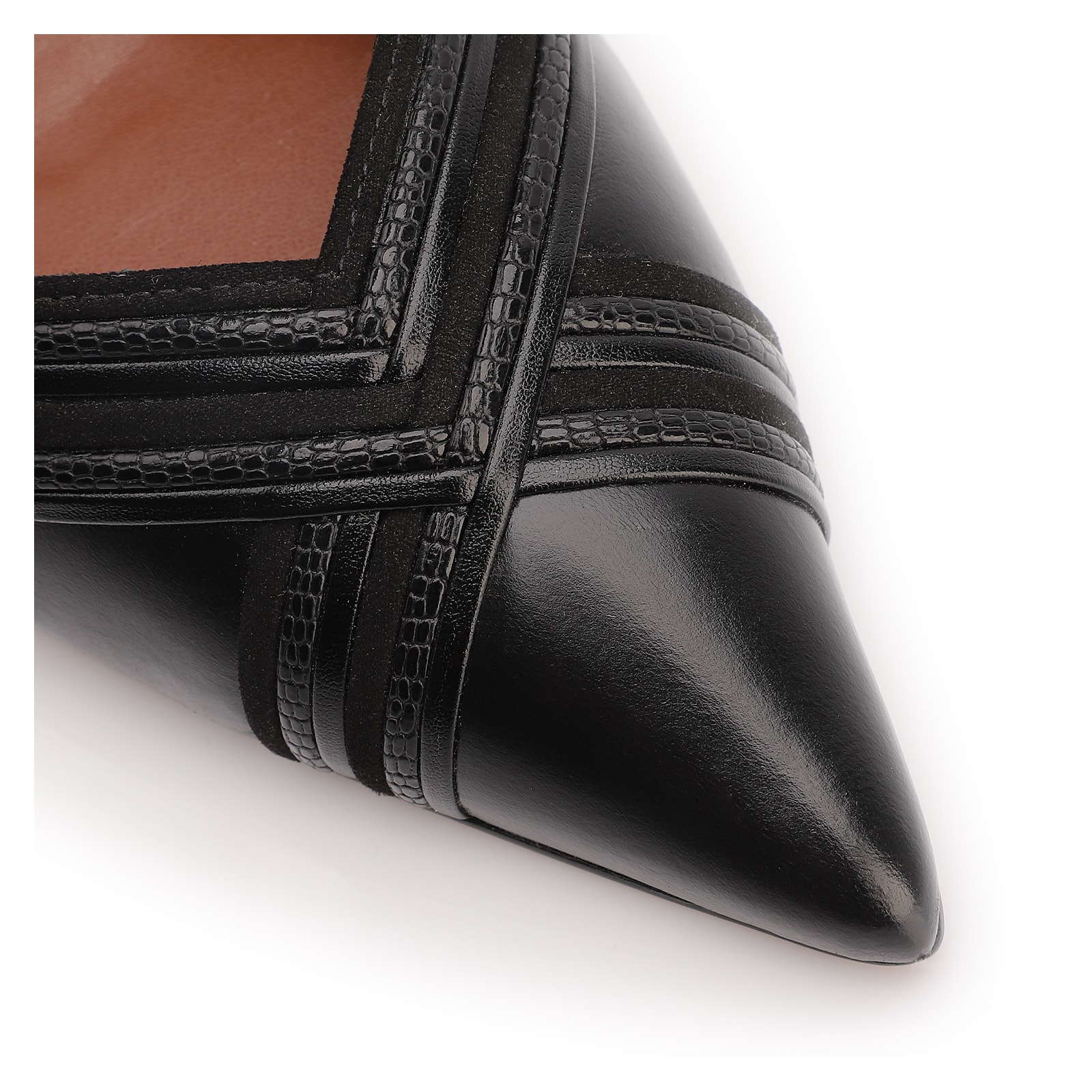 Scarpin Couro Preto/Alt Nobuck Preto/Alt Lezard Preto