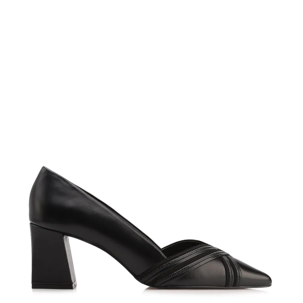 Scarpin Couro Preto/Alt Nobuck Preto/Alt Lezard Preto - imagem 2