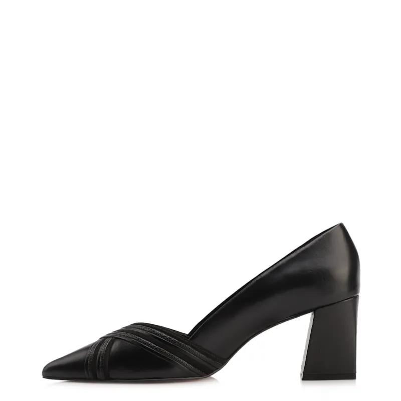 Scarpin Couro Preto/Alt Nobuck Preto/Alt Lezard Preto - foto 4