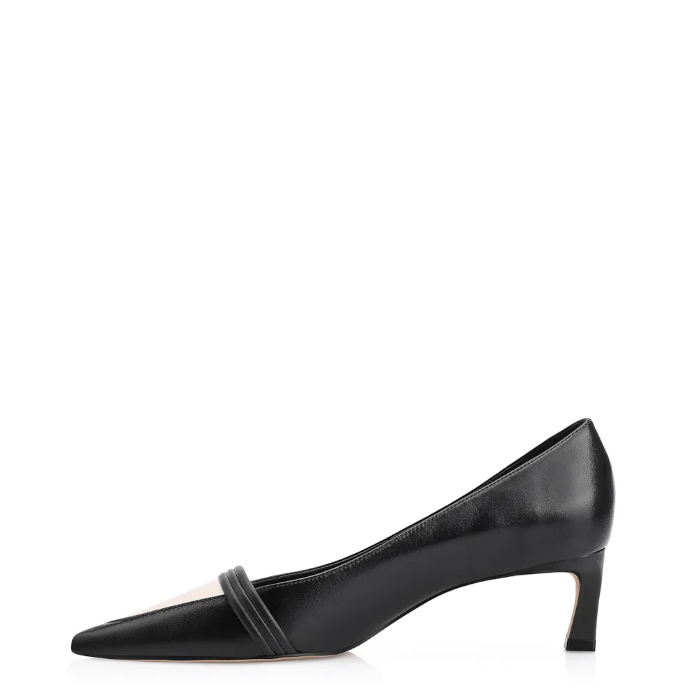 Scarpin Couro Preto/Alt Off White - imagem 4