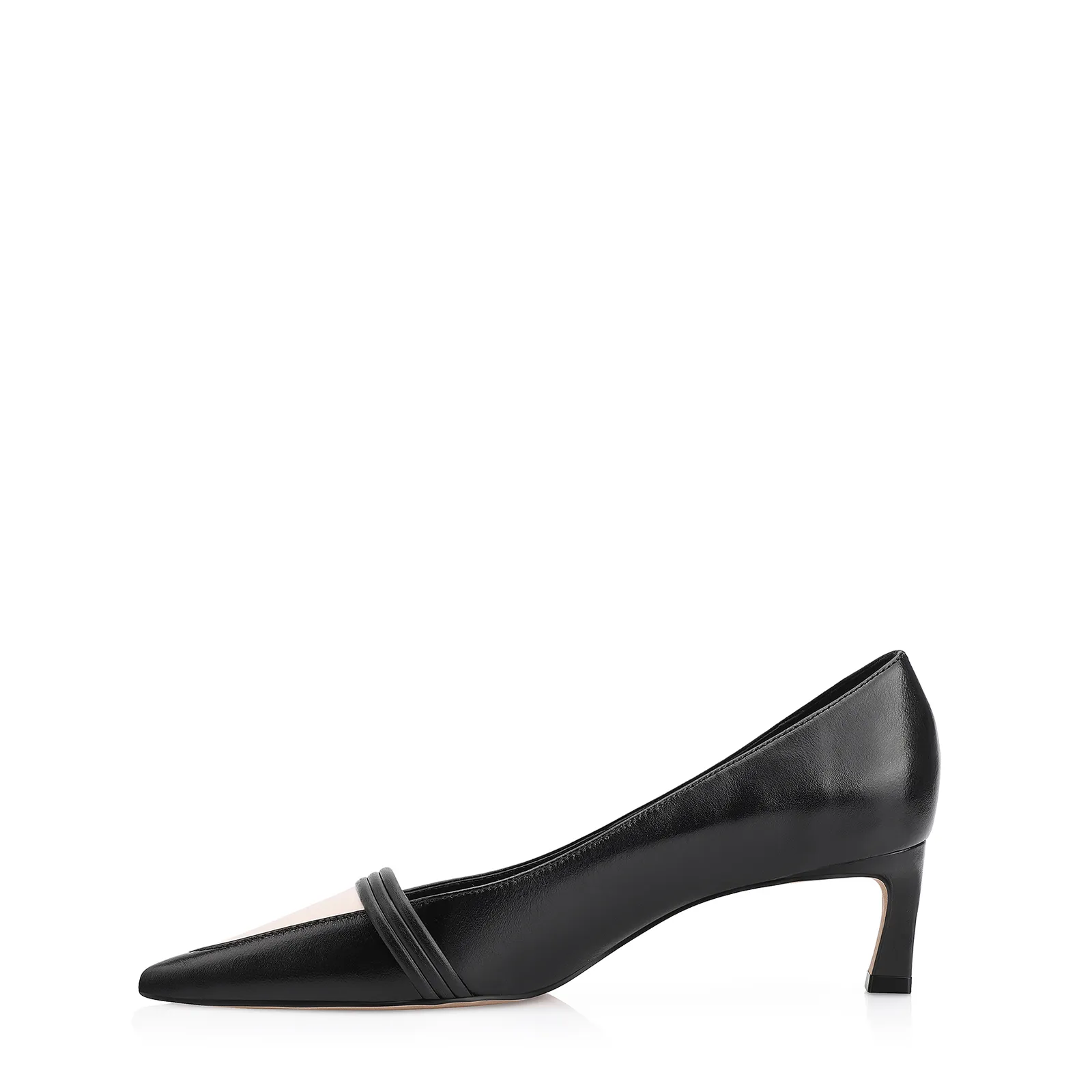 Scarpin Couro Preto/Alt Off White