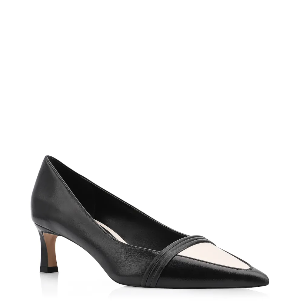 Scarpin Couro Preto/Alt Off White