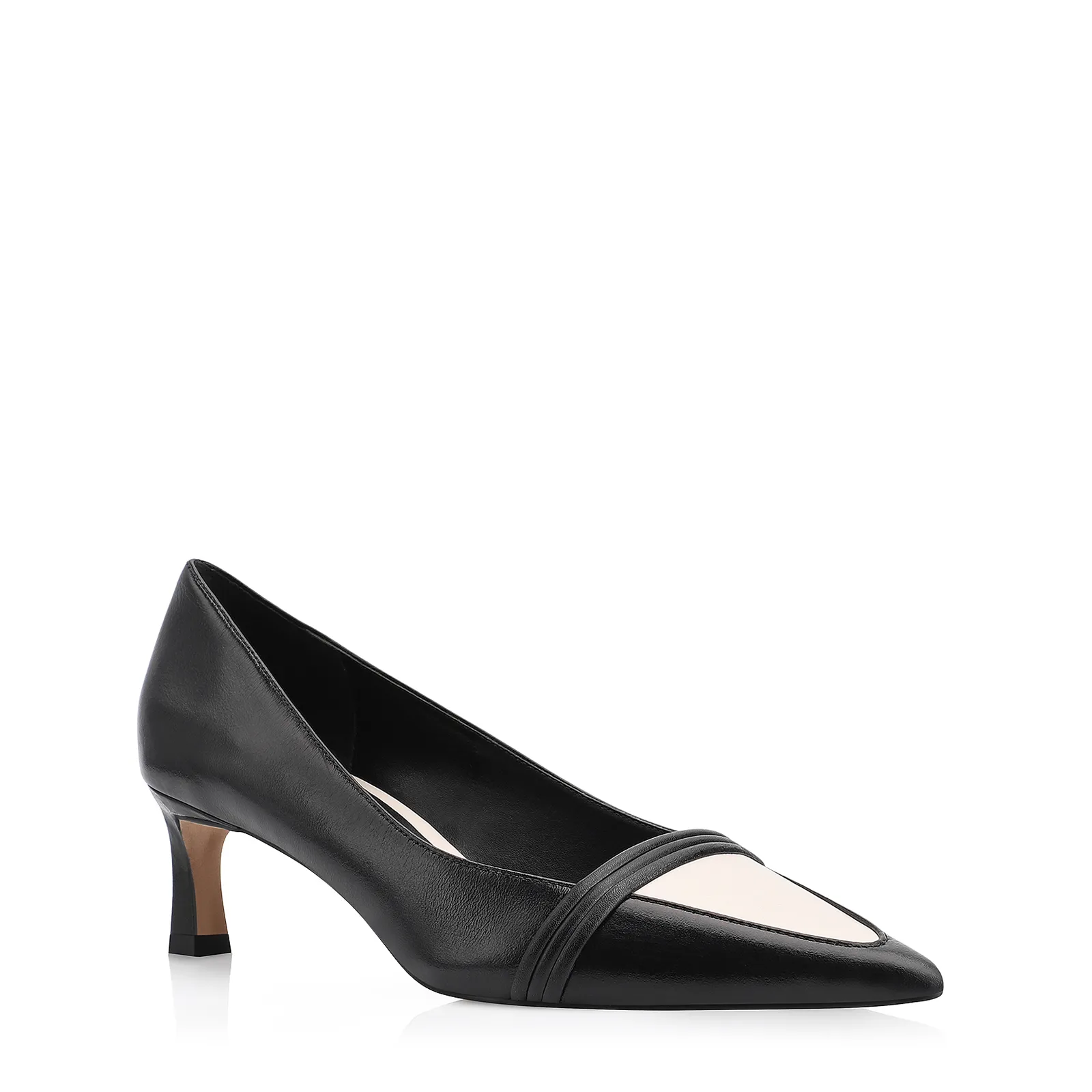 Scarpin Couro Preto/Alt Off White