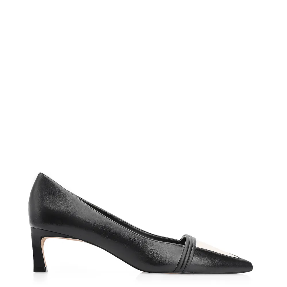 Scarpin Couro Preto/Alt Off White - imagem 2