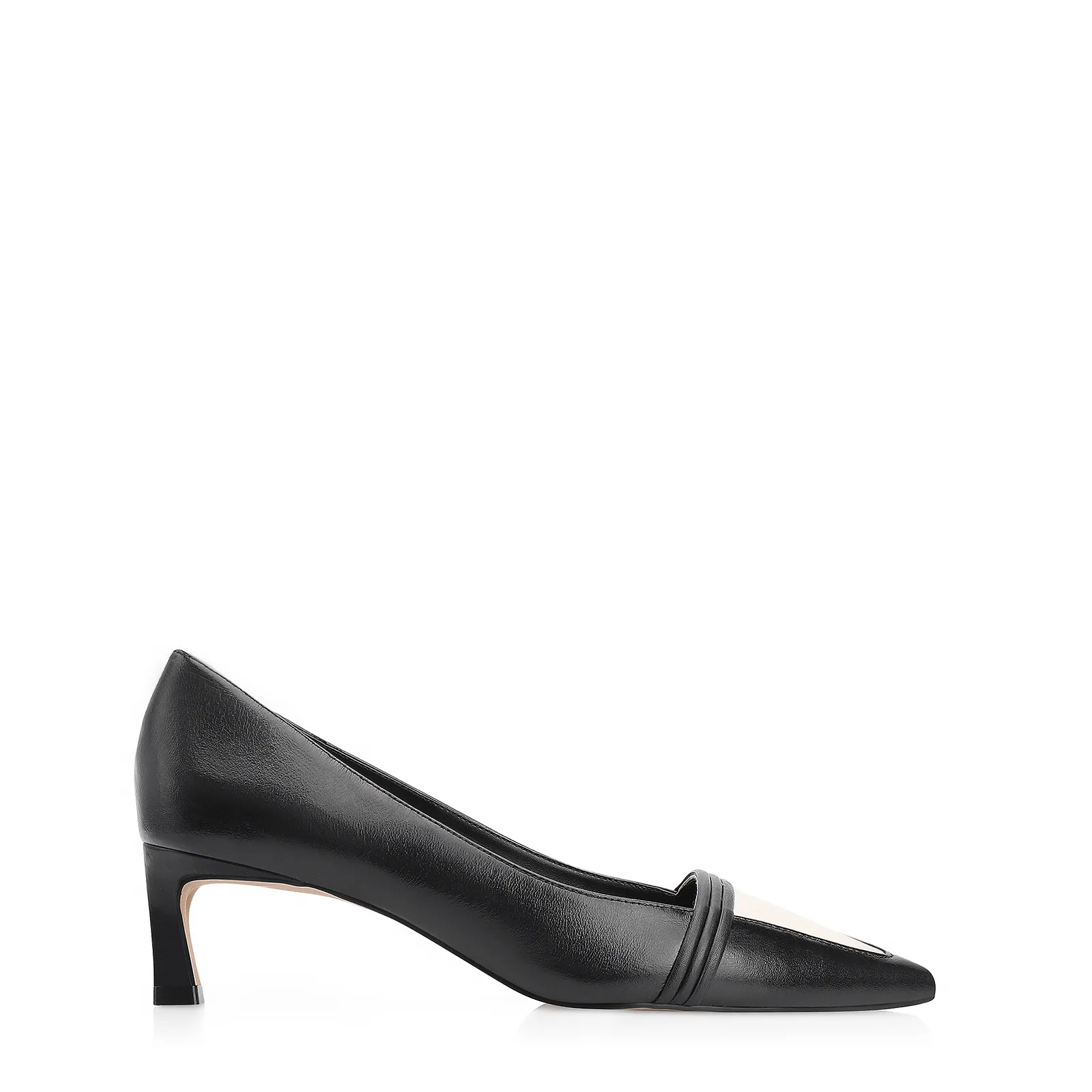 Scarpin Couro Preto/Alt Off White