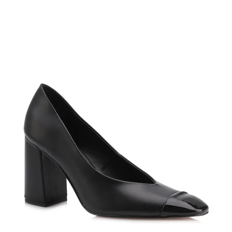 Scarpin Couro Preto/Alt Verniz Preto