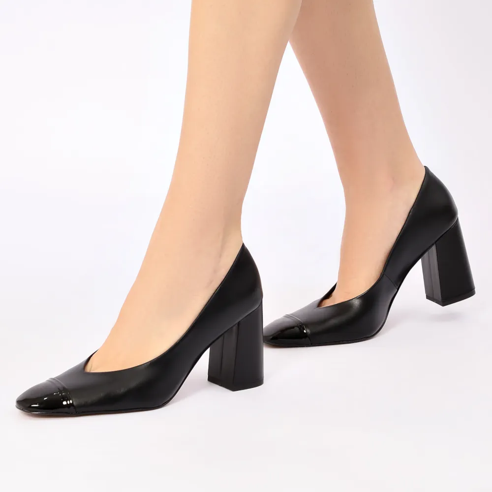 Scarpin Couro Preto/Alt Verniz Preto - imagem 2