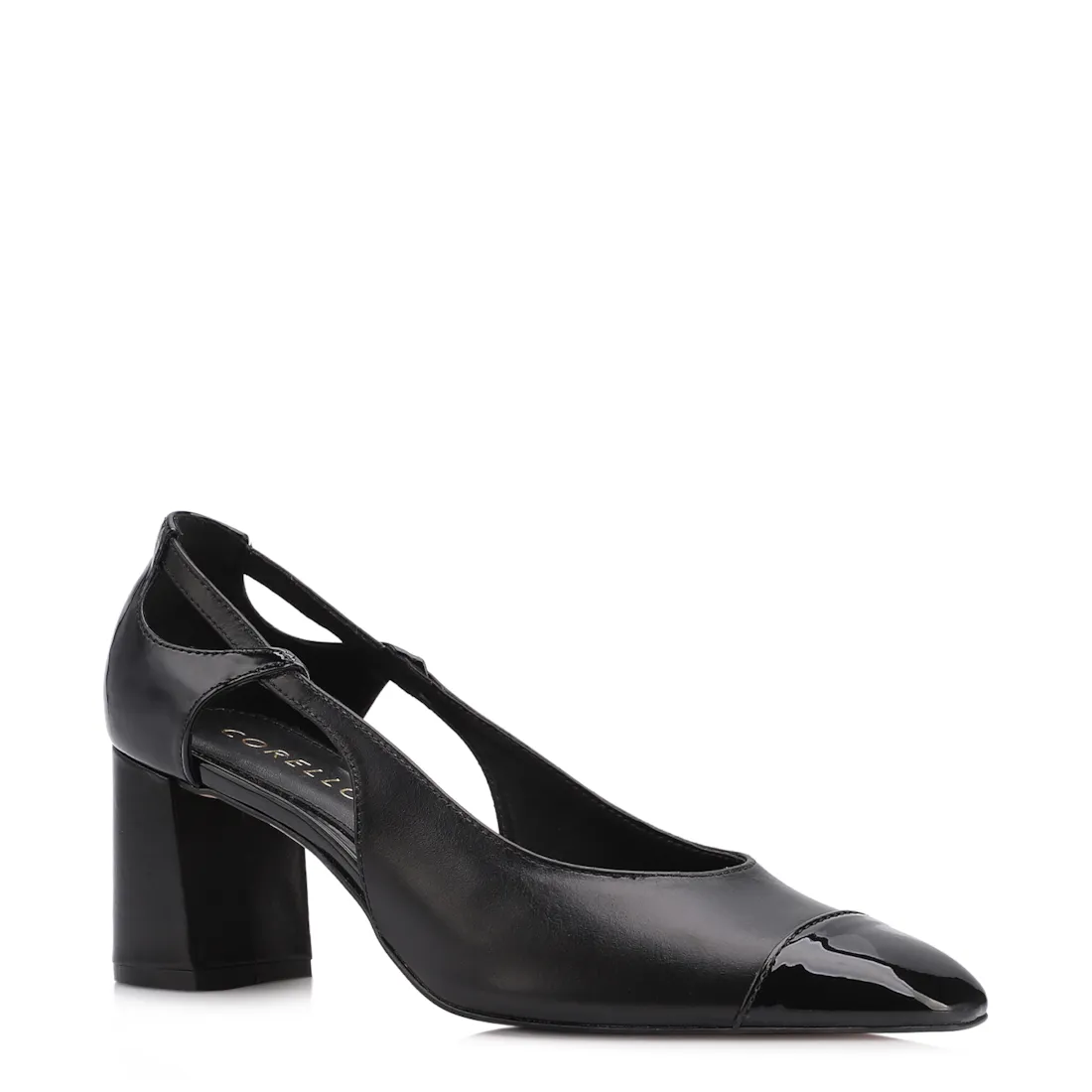 Scarpin Couro Preto/Alt Verniz Preto