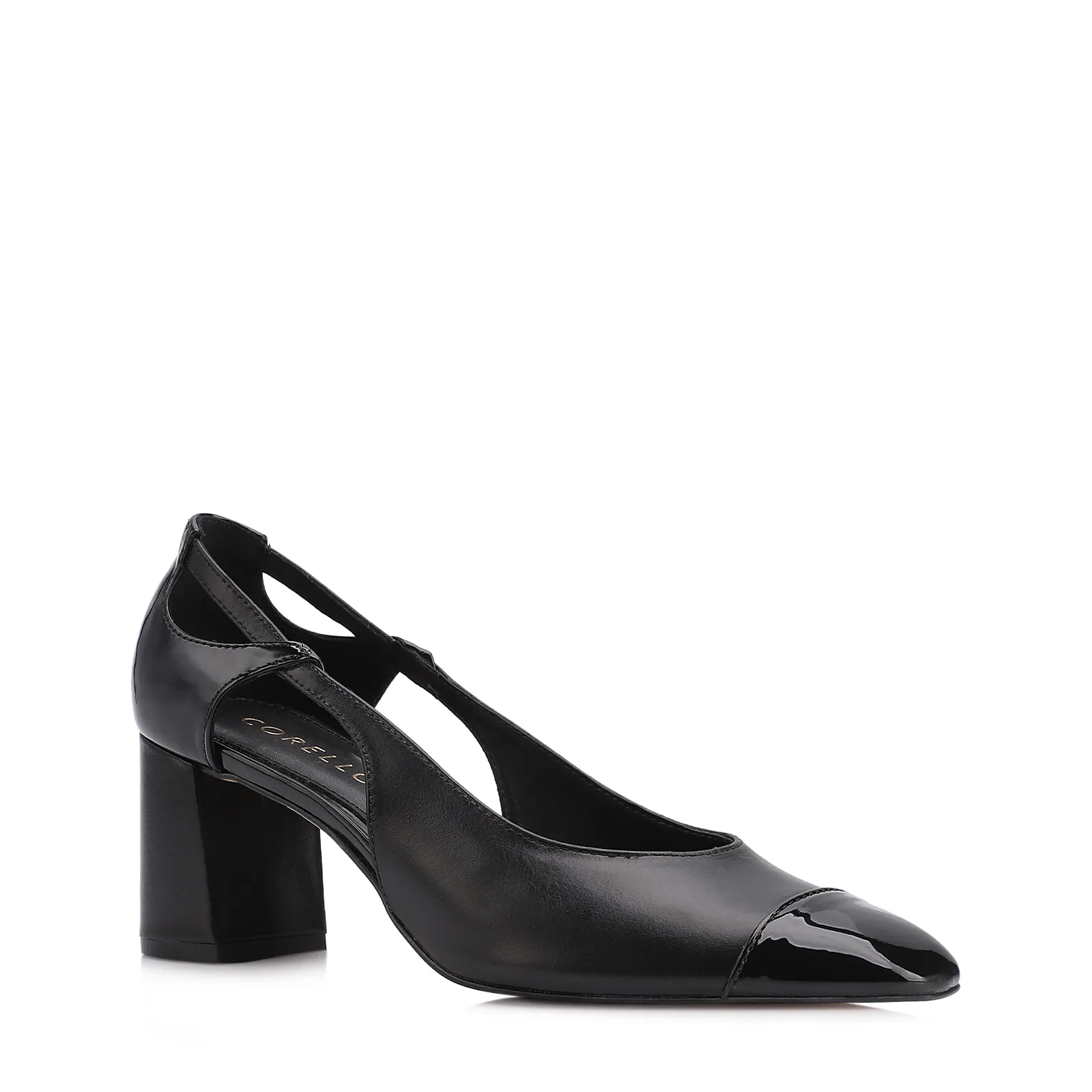 Scarpin Couro Preto/Alt Verniz Preto