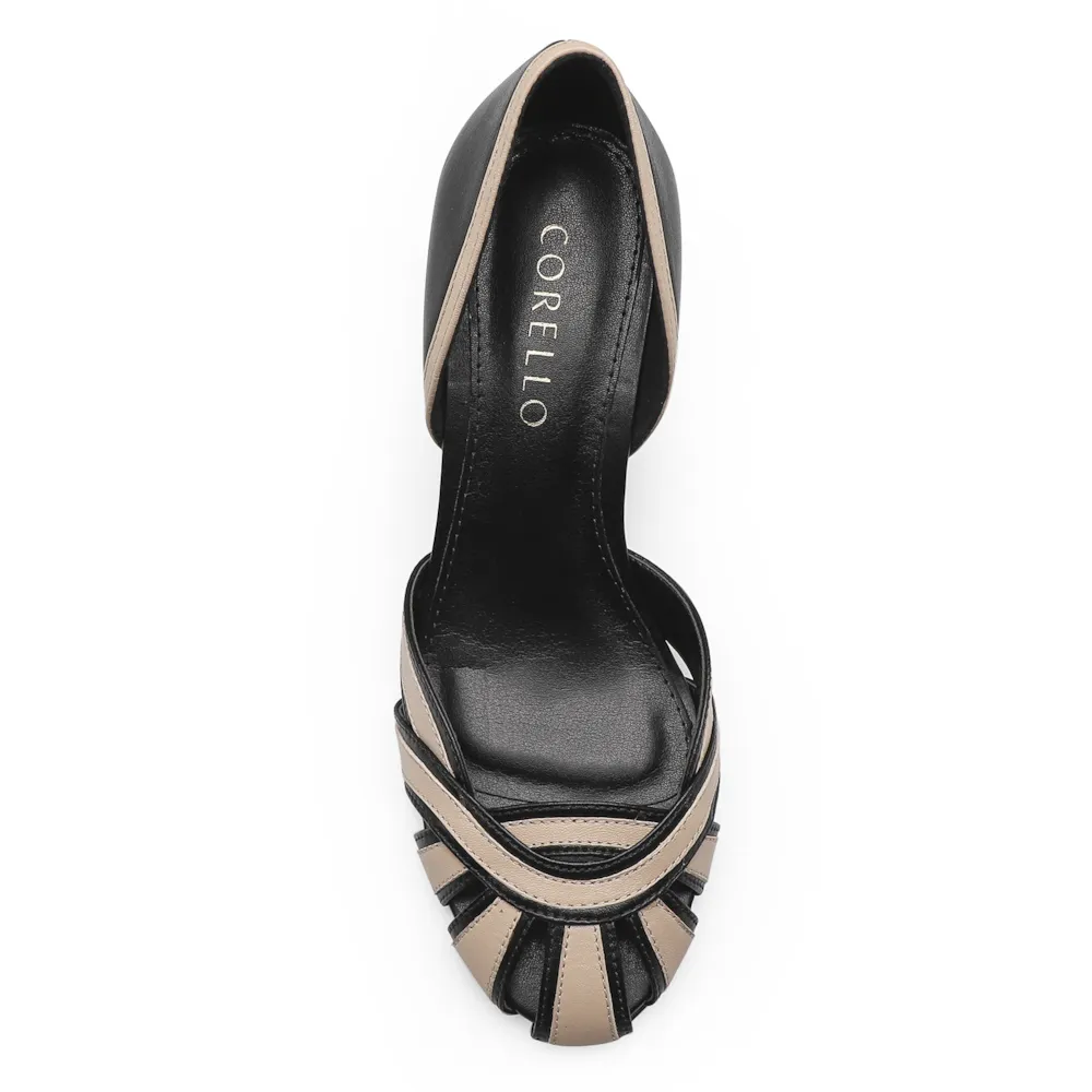 Scarpin Couro Preto/Bege - imagem 5