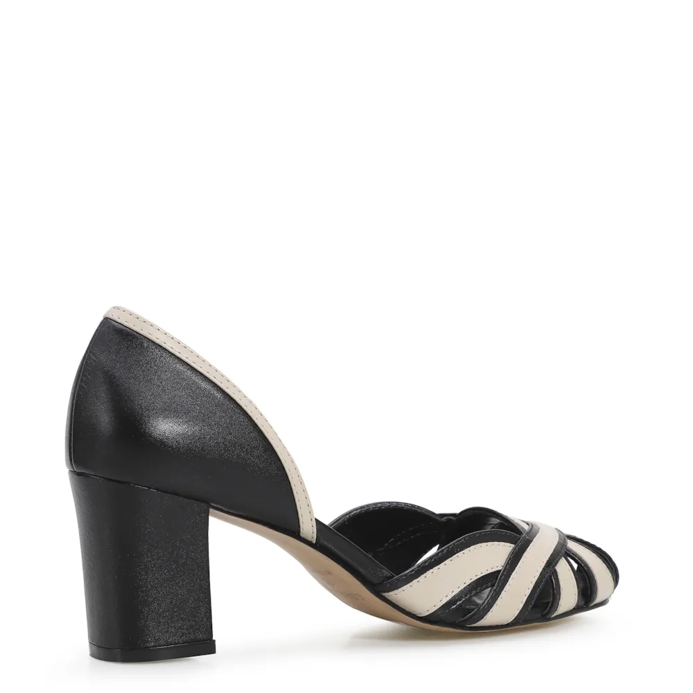 Scarpin Couro Preto/Bege - imagem 3