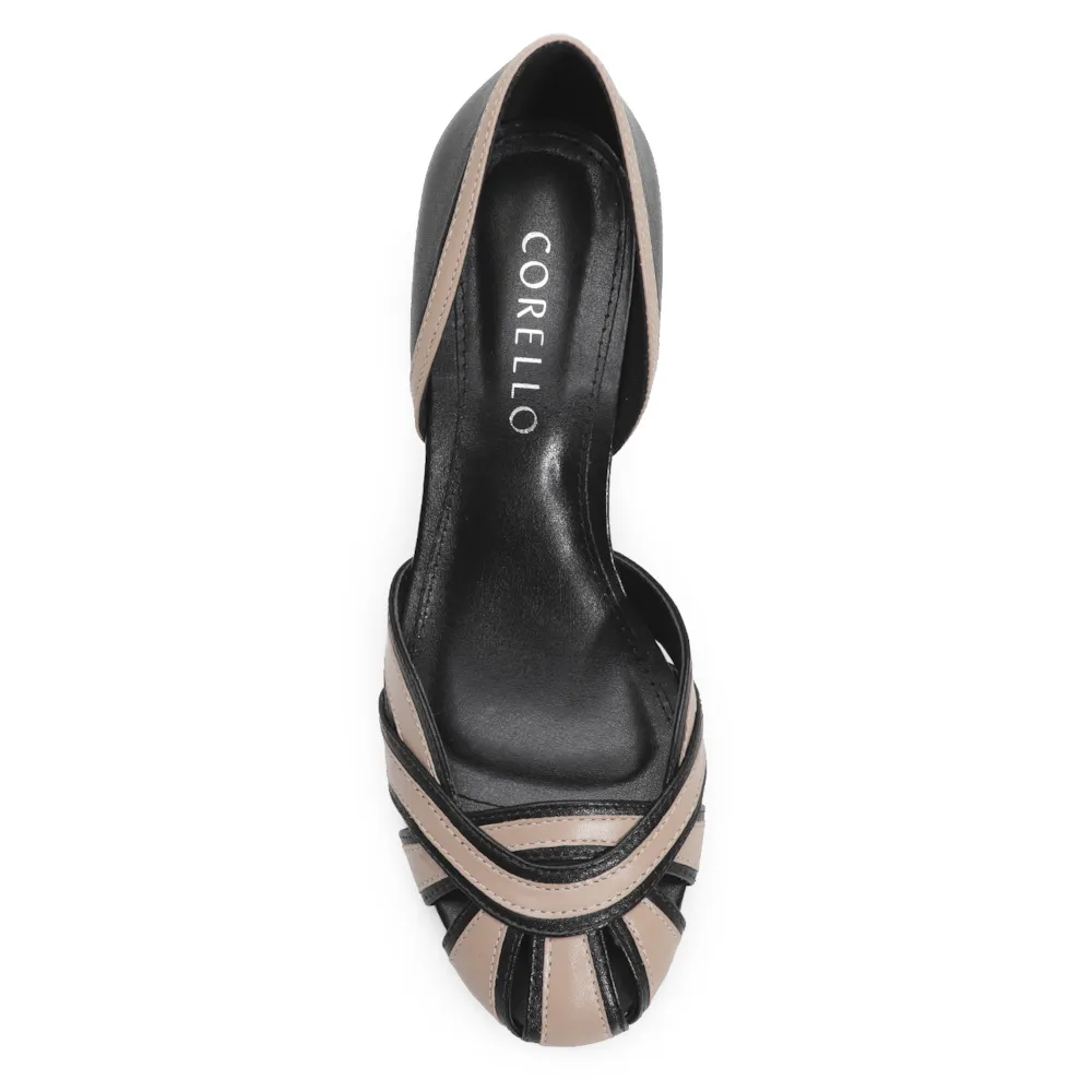 Scarpin Couro Preto/Bege - imagem 5