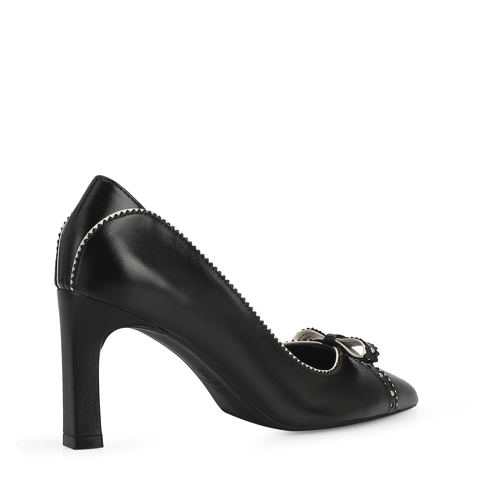 Scarpin Couro Preto/Off White