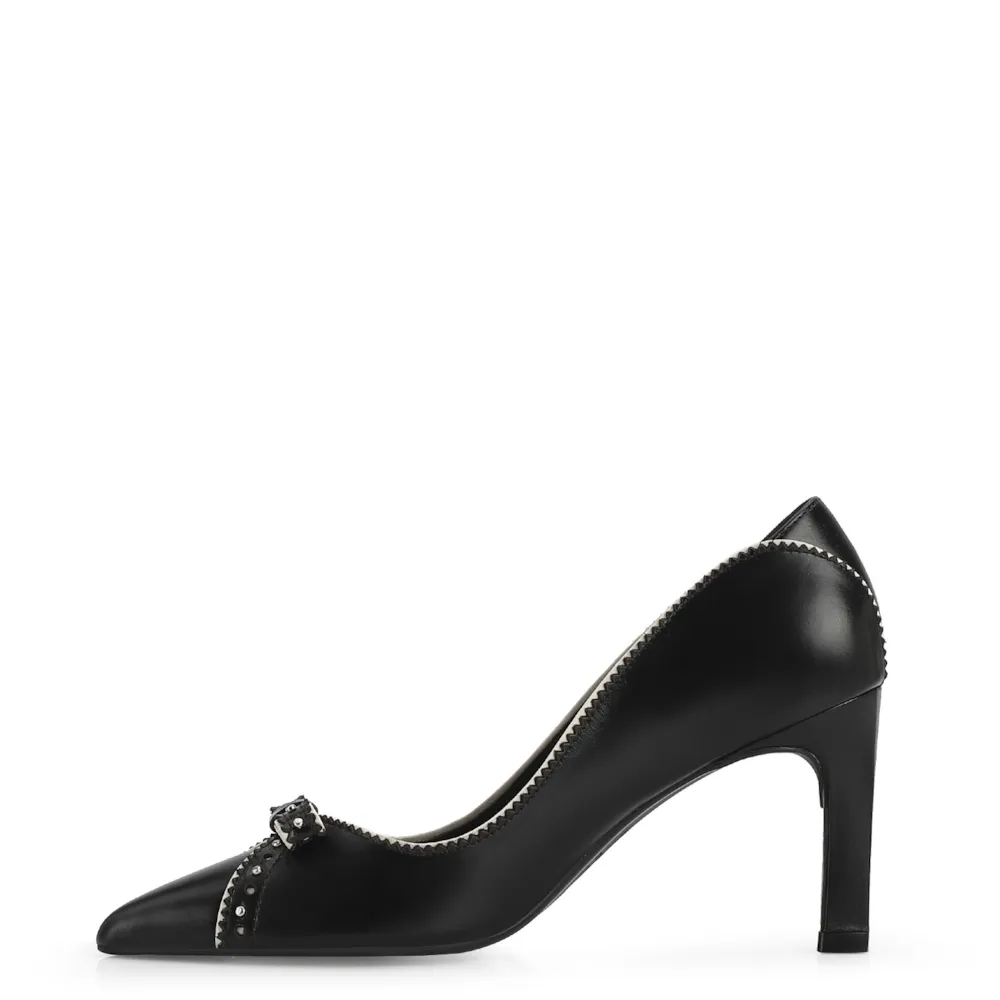 Scarpin Couro Preto/Off White - imagem 5