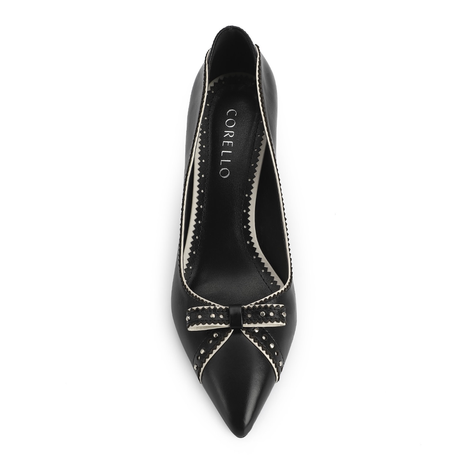 Scarpin Couro Preto/Off White