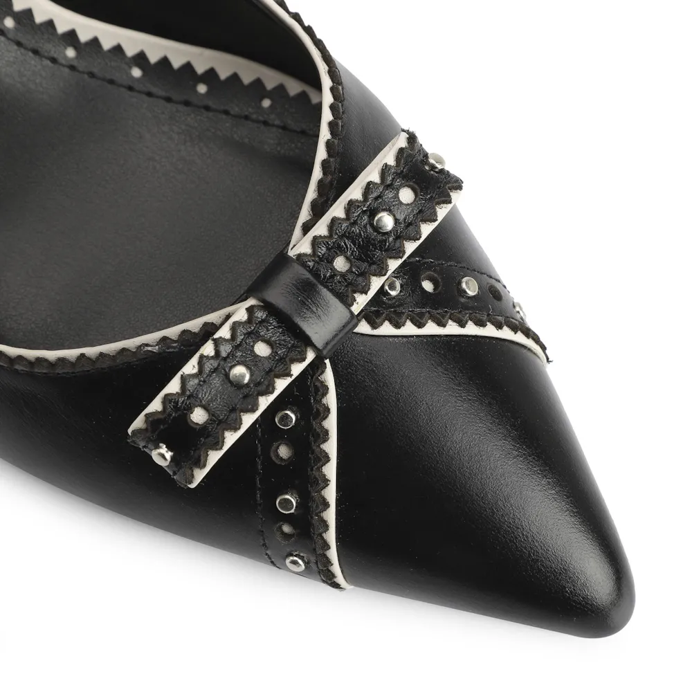 Scarpin Couro Preto/Off White - imagem 7