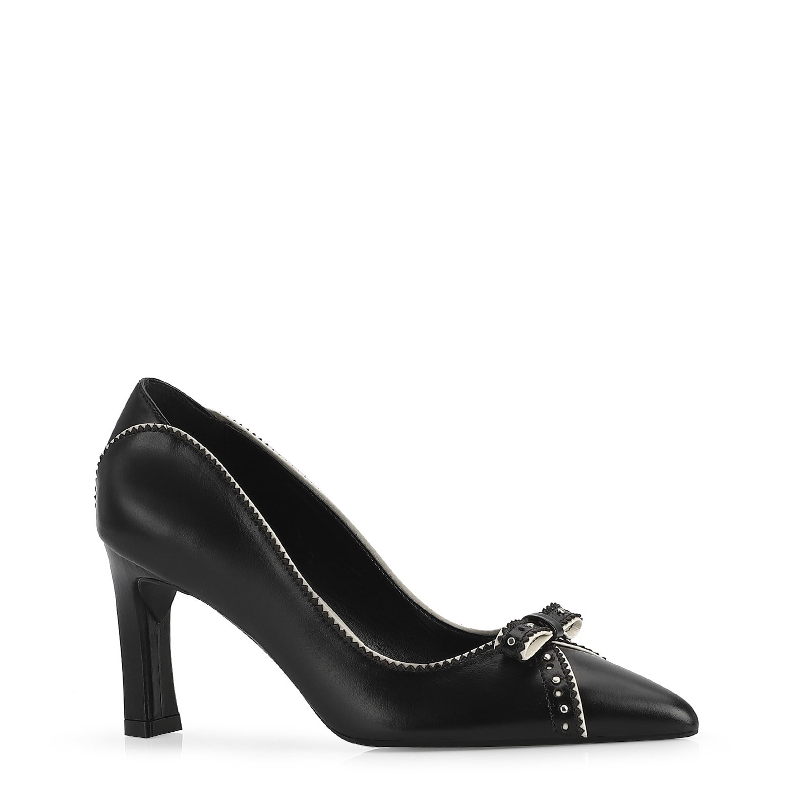 Scarpin Couro Preto/Off White