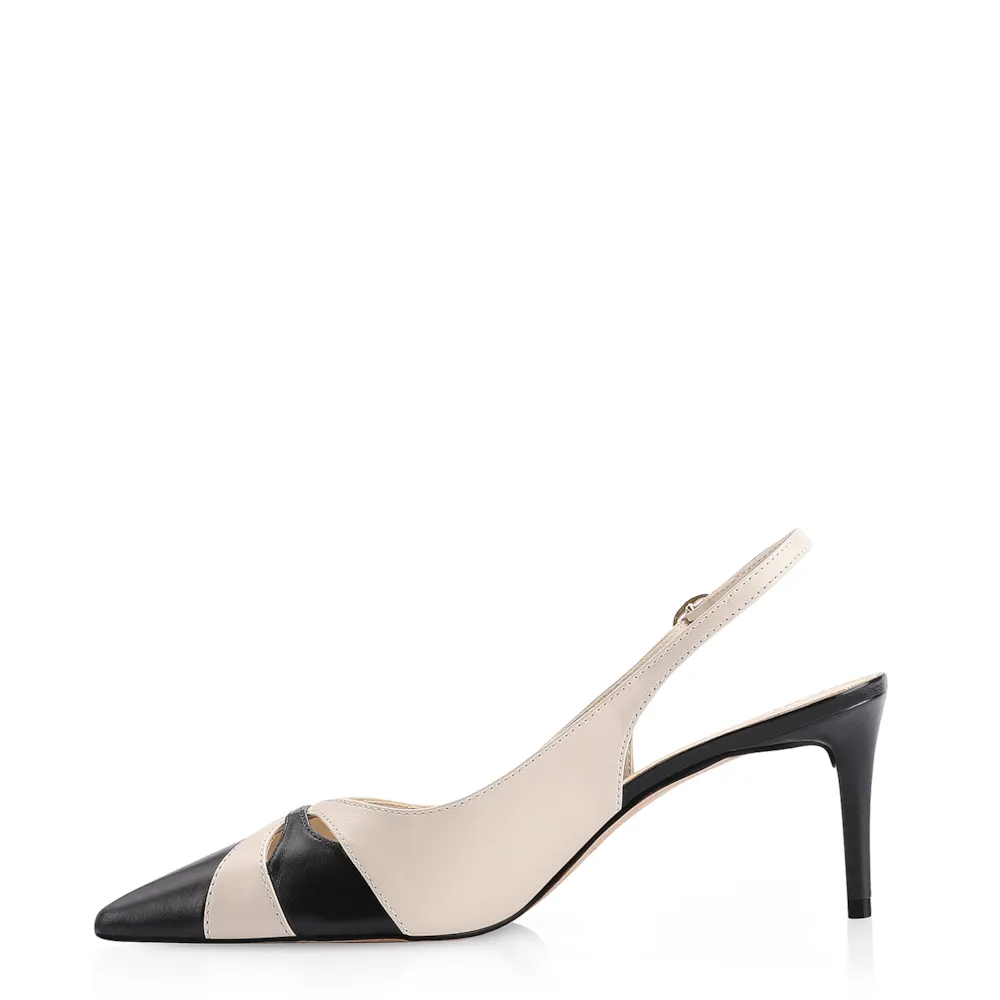 Scarpin Couro Preto/Off White - imagem 4