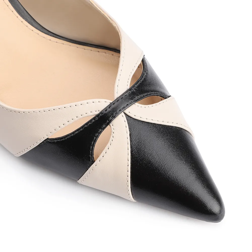 Scarpin Couro Preto/Off White - imagem 6