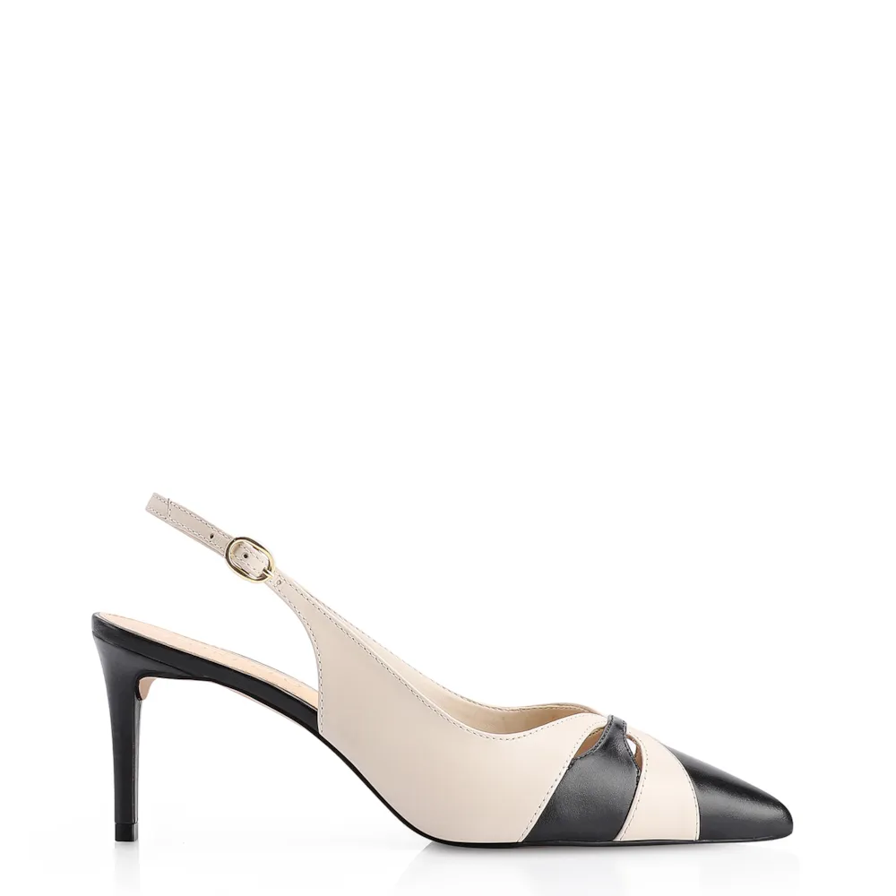 Scarpin Couro Preto/Off White - imagem 2