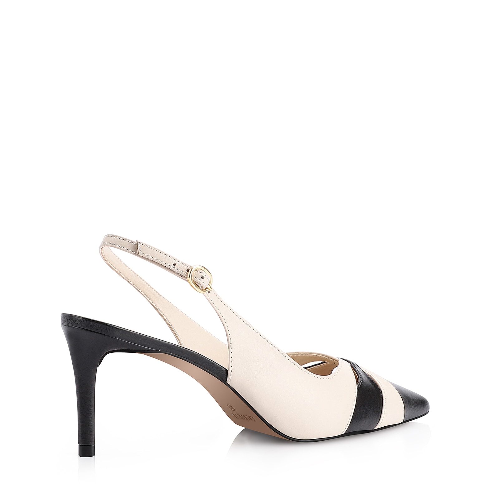 Scarpin Couro Preto/Off White