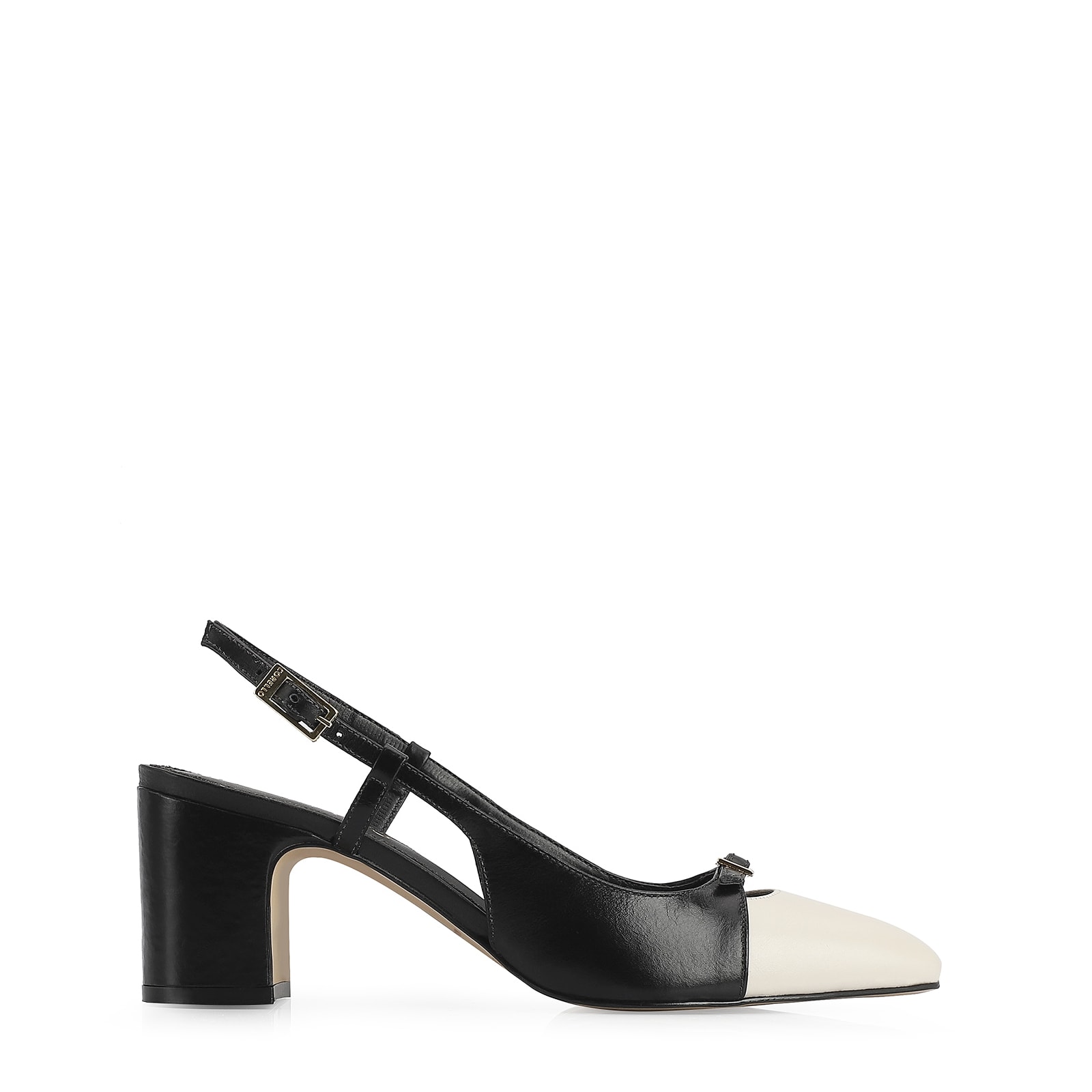 Scarpin Couro Preto/Off White